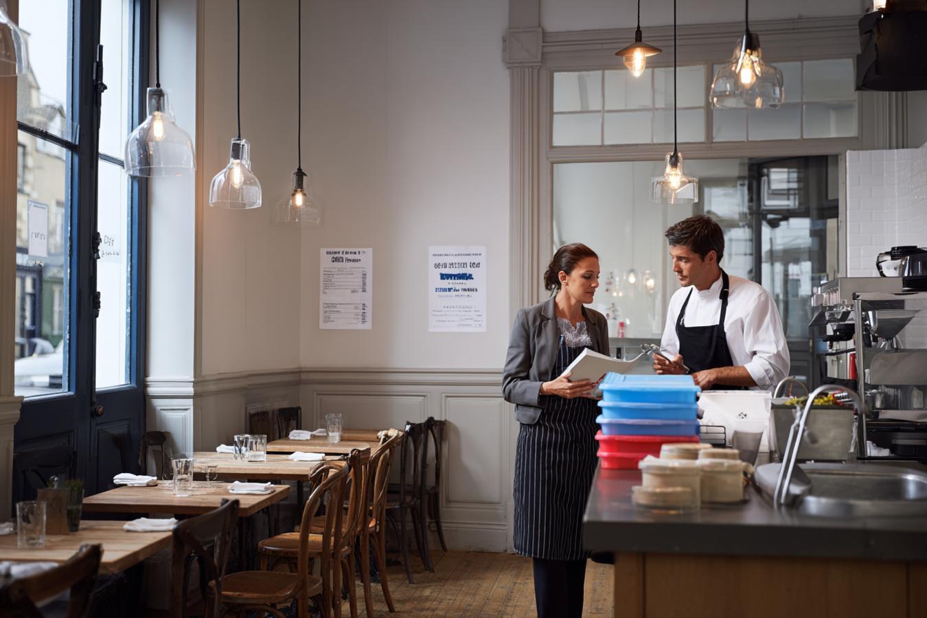 ouvrier de cuisine devant restaurant fermy
